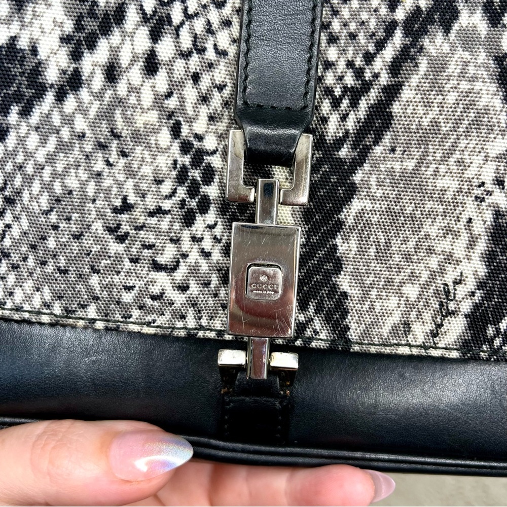 Gucci Jackie Python Print Canvas Hobo Shoulder Bag - image 7